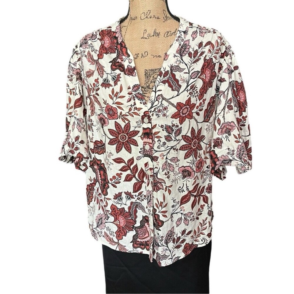Joie XL Linen Boho Blouse